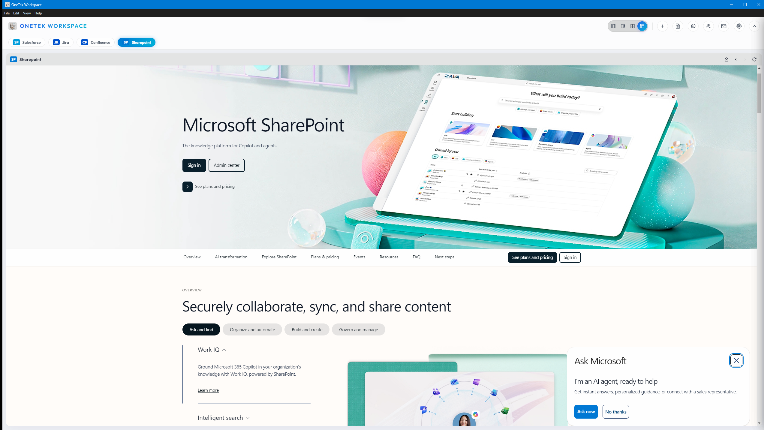 Microsoft SharePoint integration for seamless file sharing